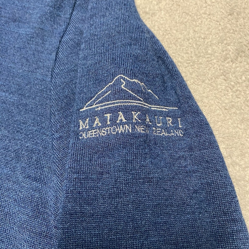 Icebreaker 1/4 Zip Mens Medium Blue Merino Wool Pullover Matakauri Resort - Picture 4 of 10
